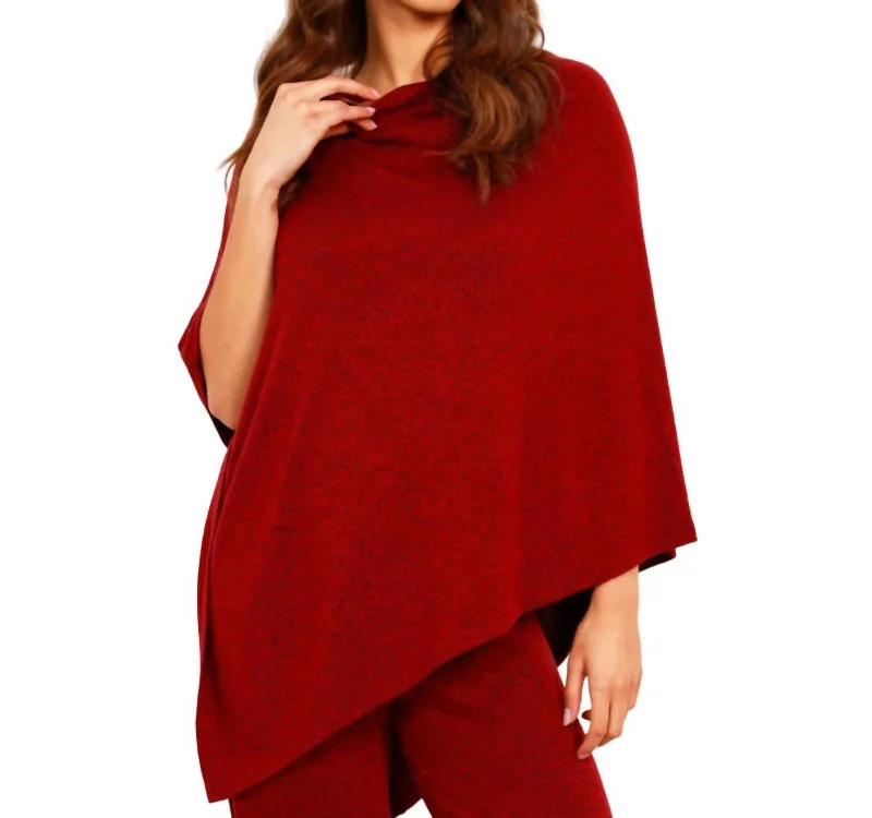 Cardigan SweatersSolid Asymmetrical Poncho In Wine