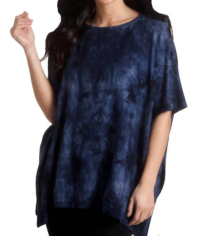 Retro Crewneck SweatersSuper Soft Tie Dye Poncho In Denim