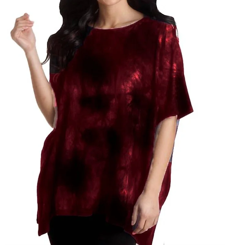 Wholesale SweatersSuper Soft Tie Dye Poncho In Fire