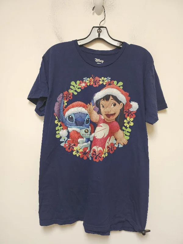 women's tops for gala dinnersTop Short Sleeve Basic By Disney Store In Blue, Size: L