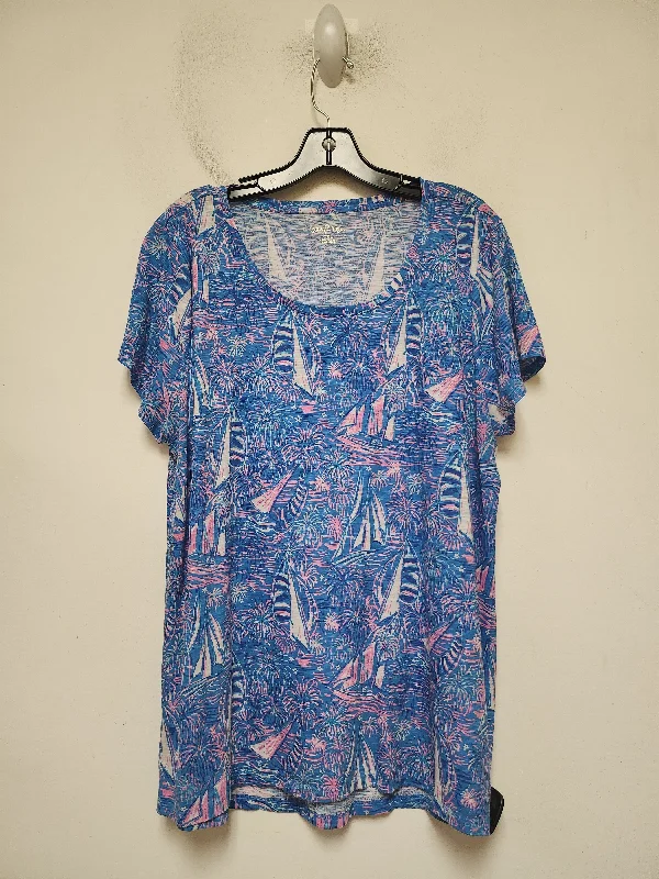 women's tops for relaxed weekendsTop Short Sleeve Designer By Lilly Pulitzer In Blue & Pink, Size: 2x