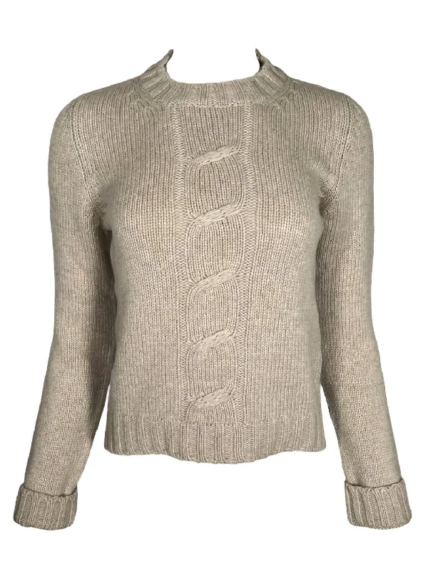 Pullover Chunky SweatersWomen's Cable Crew Sweater In Travertine