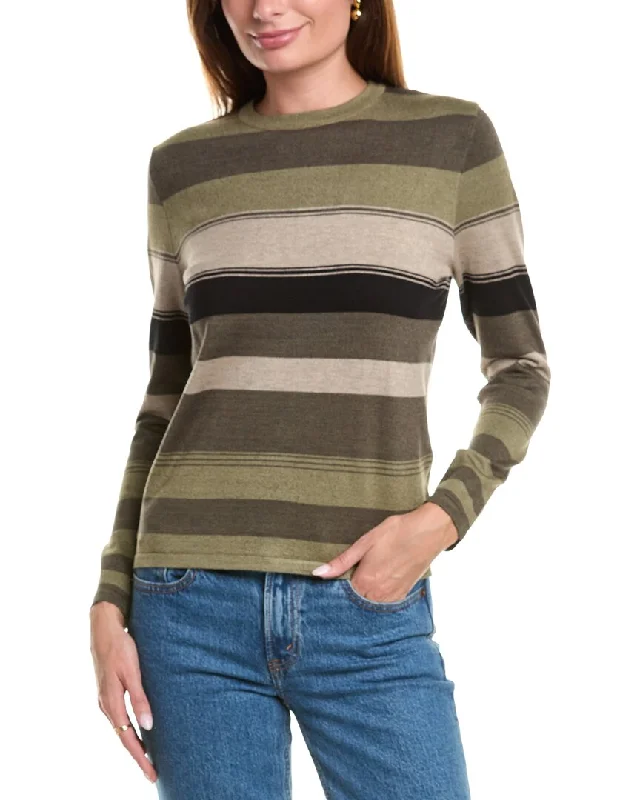 Trendy Vintage Flannel SweatersYAL New York Stripe Pullover Sweater